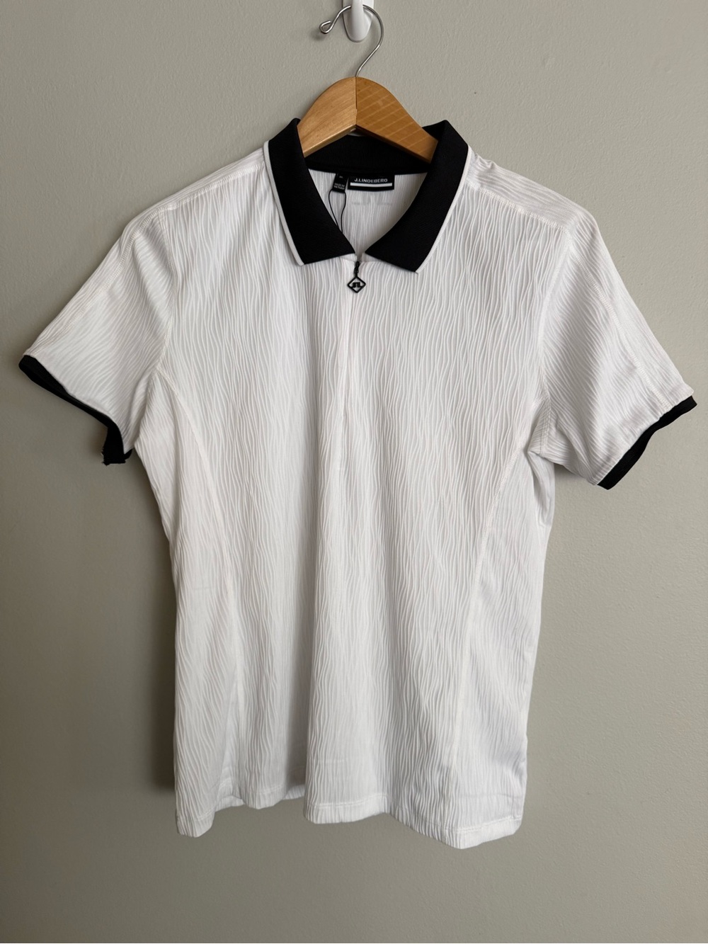 J.Lindeberg Women’s XL White Polo with Black Collar and Cuff Trim